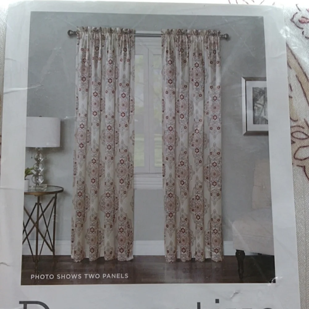 JCPenney Rod Pocket Curtain Panels Floral Medallion 2 NEW